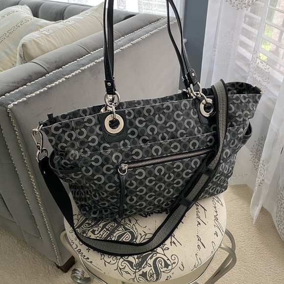 Coach Bags Authentic Black And White Leather Coach Baby Bag Poshmark